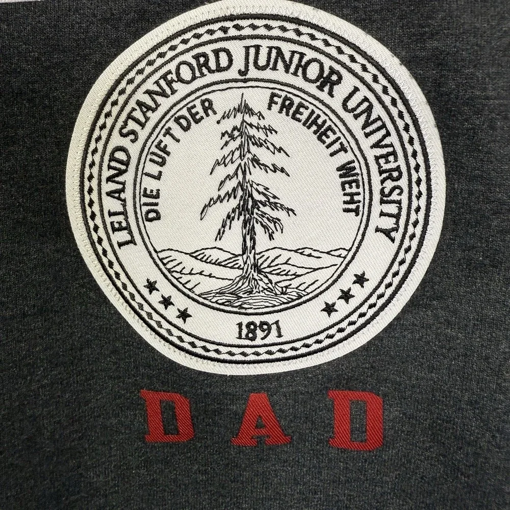 Stanford University Dad Patch Letter Champion Charcoal‎ Gray Sweatshirt Sz Large